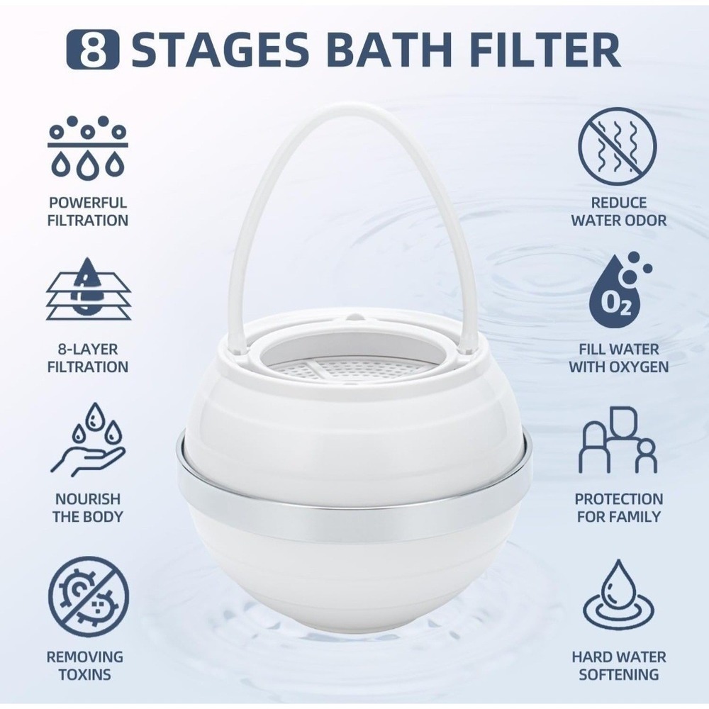 Bath Filter for Tub - 8 Stages Bath Water Filter for Tub Faucet, Hard Water, NEW